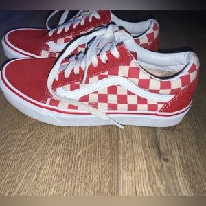 red and white checkered vans